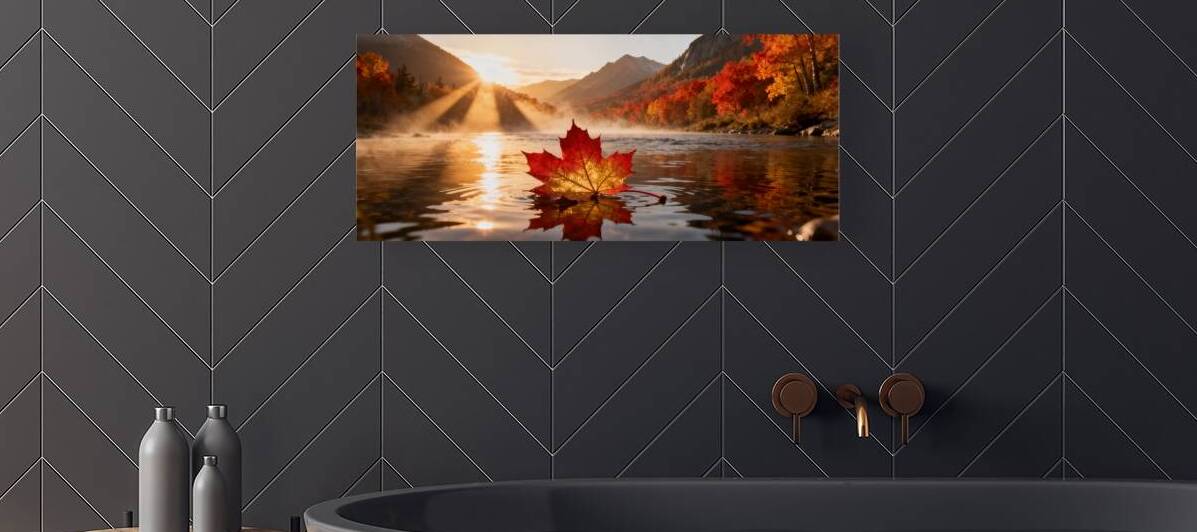 Sunbeams on the River Autumn Heart by MotivatePrints