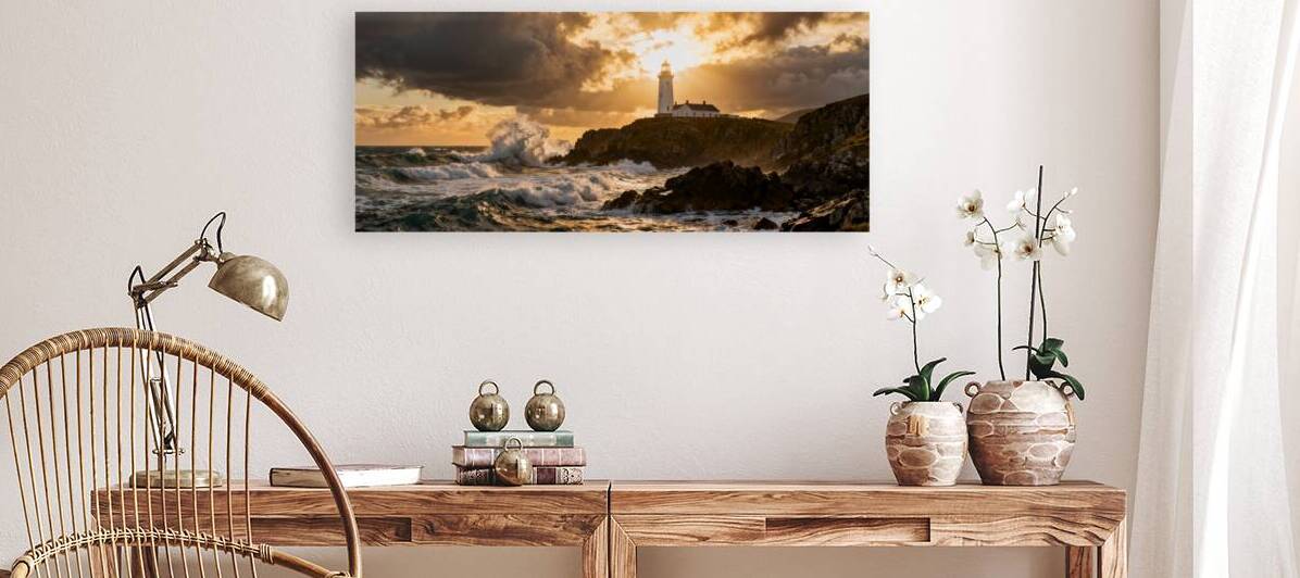 Guardian of the Coast Lighthouse Amidst the Storm by MotivatePrints