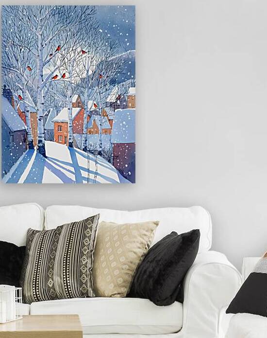 watercolor style of winter postcard nature and village by Ariadna-de-Raadt