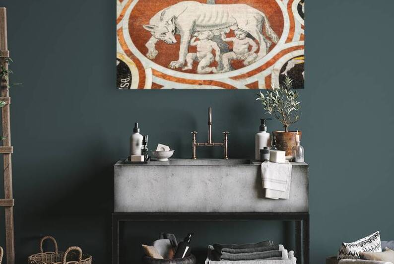 Siena Italy   detail of the Duomo cathedral floor with marble m by Paolo Modena