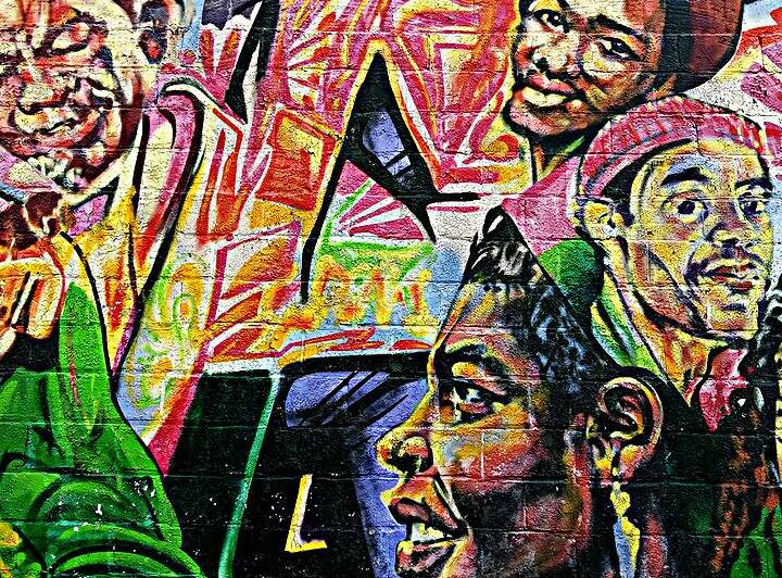Part of the Toronto Raggae Mural in Little Jamaica by Thea Menagh