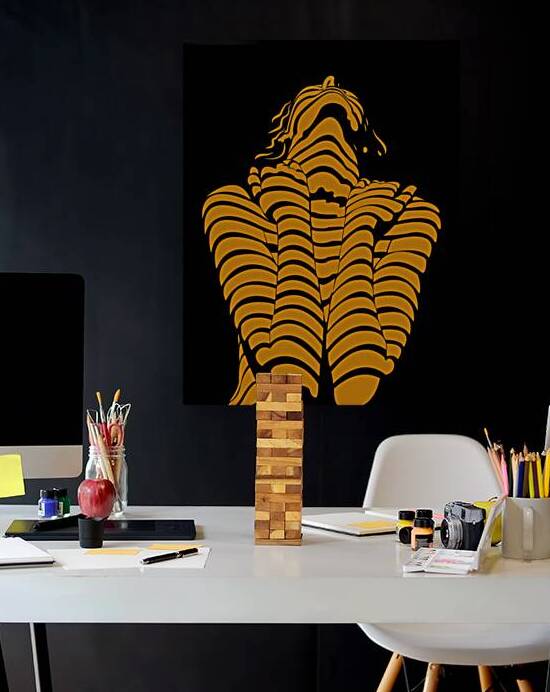 Abstract Woman Wall Art – Expressive Modern Silhouette in Warm Tones by Ramy Salah Hefny