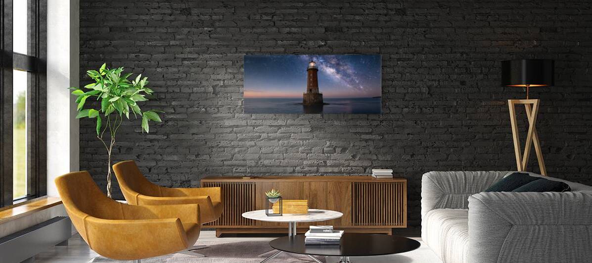 Lighthouse Under the Milky Way - Guiding Light Beyond the Horizon by MotivatePrints