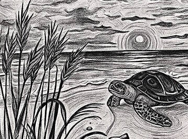 Sea Grass with Turtle at Sunset Oct 23 2025 at 1 25 12 PM by Magikheart