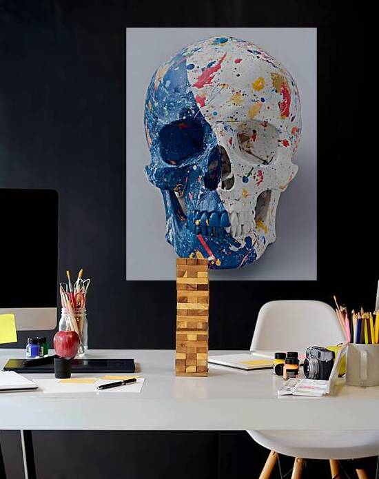 Indigo Soul – Blue and White Skull Print by Savage Art Prints