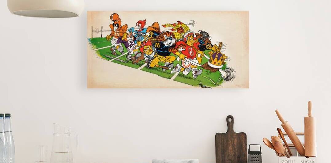 1970s Big 8 Conference Mascot art by Milt Powell by Row One Brand