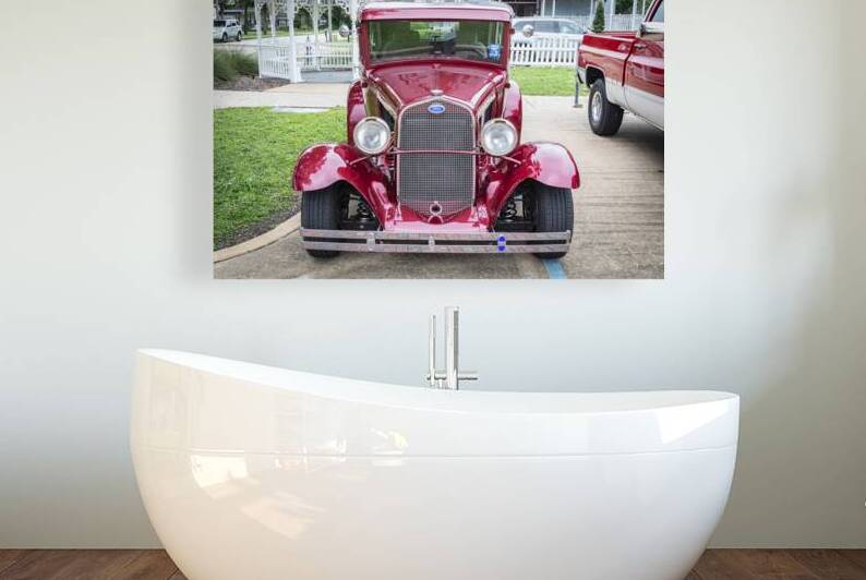 1930 Red Ford Hot Rod 5 Window Coupe X1 3 by Rich Franco