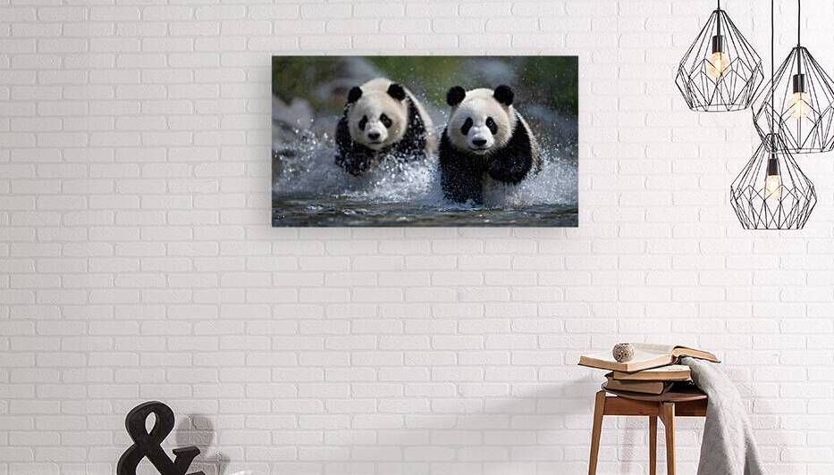 River Charge – Panda Play Print by Savage Art Prints