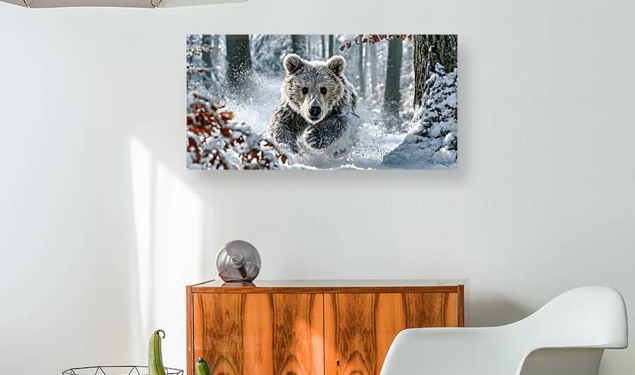 Frost Runner – Winter Bear Print by Savage Art Prints