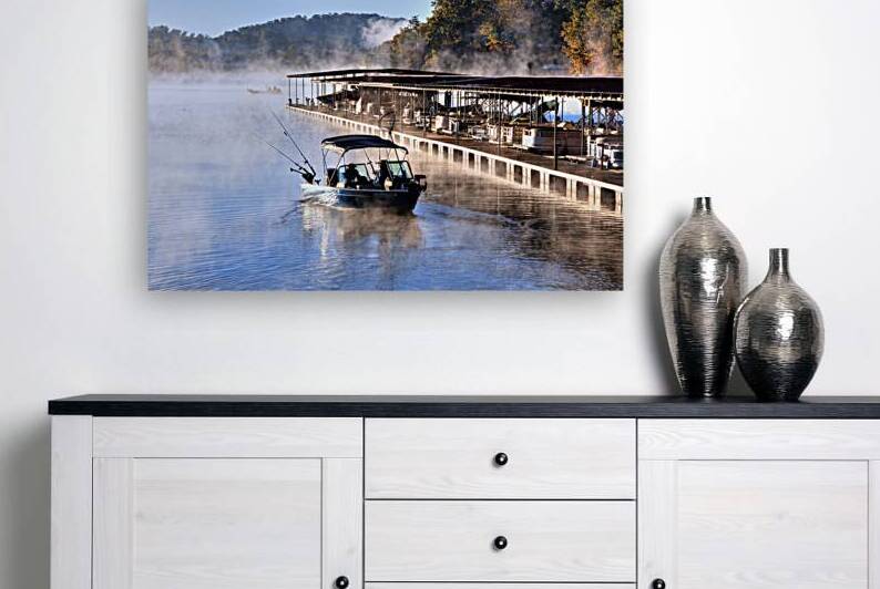 Fishermen in Morning Fog on Boone Lake by Shelia Hunt Photography