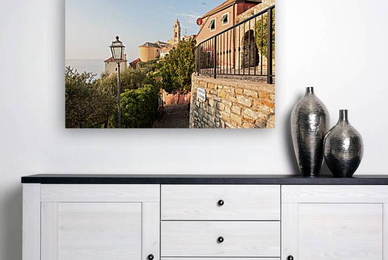 Scenic View of Cervo Village in Liguria Italy at Sunset by Paolo Modena