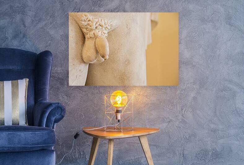 Detail of Male Genitals on Ancient Marble Statue by Paolo Modena