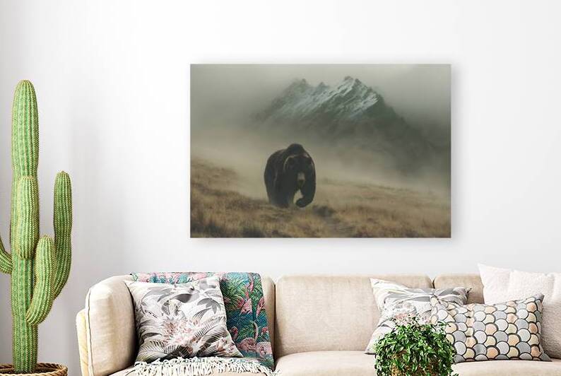Spirit of the North – Grizzly in the Mist Print by Savage Art Prints