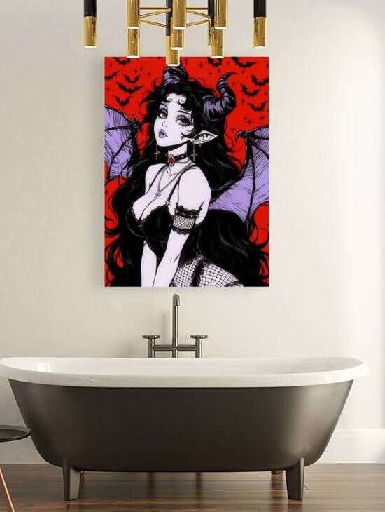 Crimson Veil Gothic Vampire Anime Portrait by Anne Laure GOUPIL