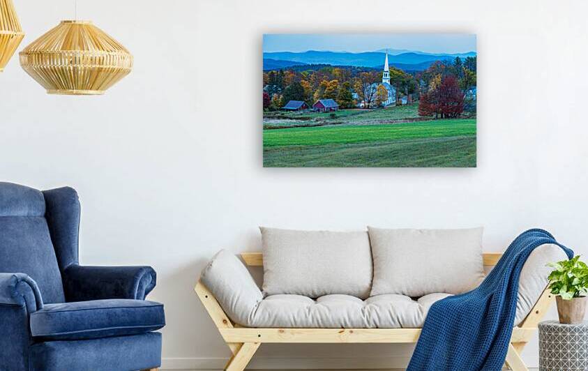 Autumn Village Church and Farms by Geoffrey Prior