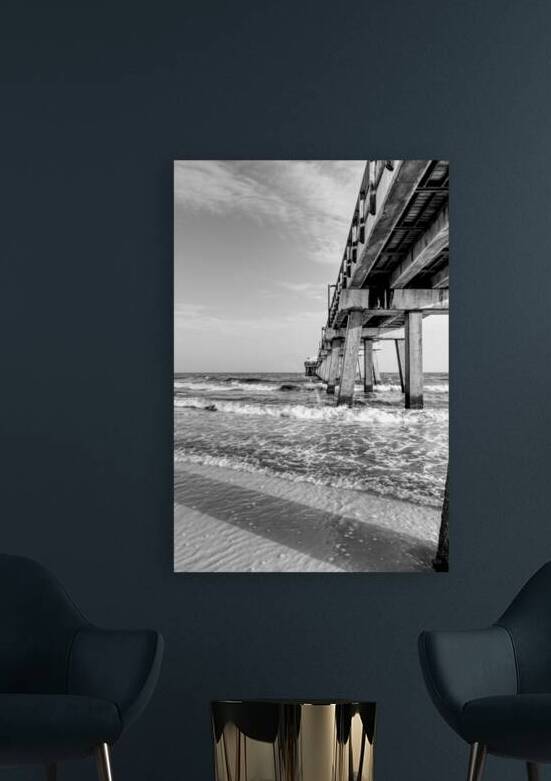 Splash And Light Gulf Shores Pier Grayscale by Jennifer White