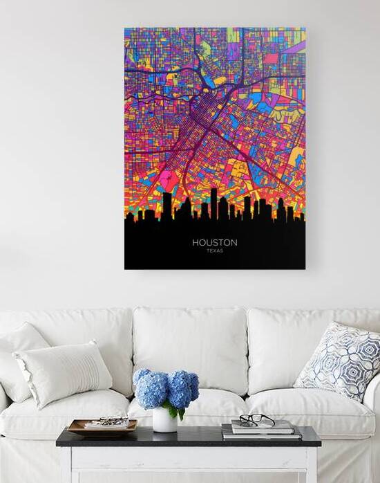 Houston Texas Skyline Map by Michael Tompsett