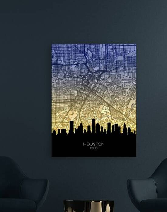 Houston Texas Skyline Map by Michael Tompsett