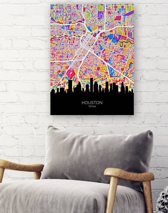 Houston Texas Skyline Map by Michael Tompsett