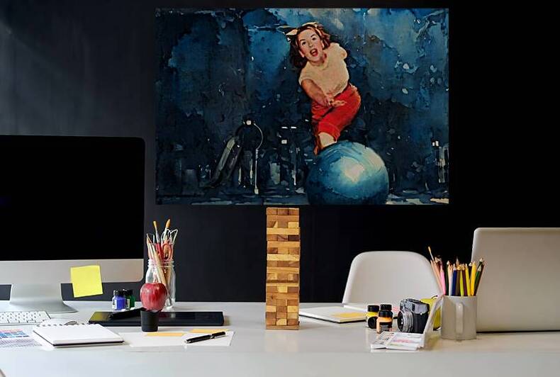 1947 Woman Bowling Art by Row One Brand