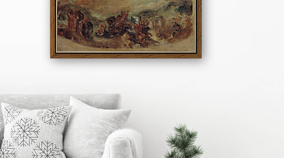 Esquisse pour la bibliotheque du palais Bourbon Attila suivi de ses hordes barbares foule aux pieds l Italie et les Arts by Eugene Delacroix