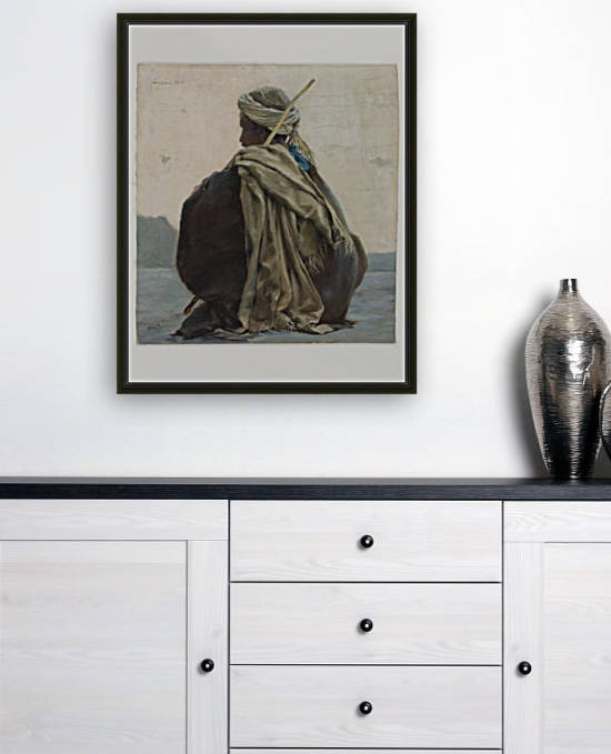 Louxor arabe assis de trois quarts dos by Henry Brokman