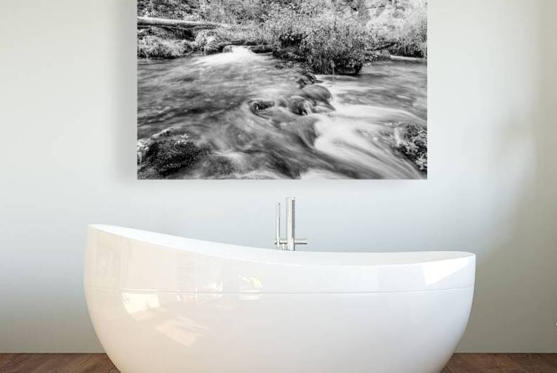 Autumn Cascades At Ozarks Greer Spring Grayscale by Jennifer White