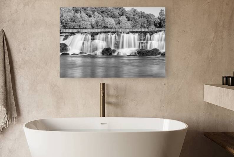 Autumn Flow At Grand Falls Grayscale by Jennifer White