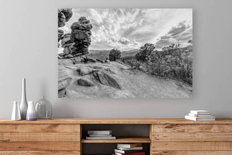 Pikes Peak View Behind Siamese Twins Grayscale by Jennifer White