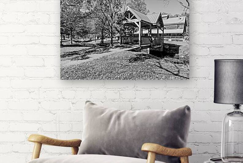 Wooden Bridge To Jolly Mill Grayscale by Jennifer White