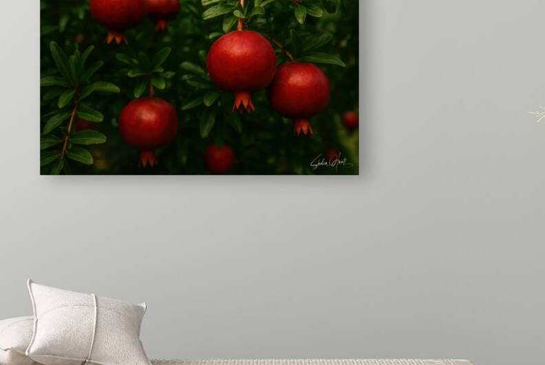 Lush Garden Pomegranates in Deep Green Foliage by Shelia Hunt Photography
