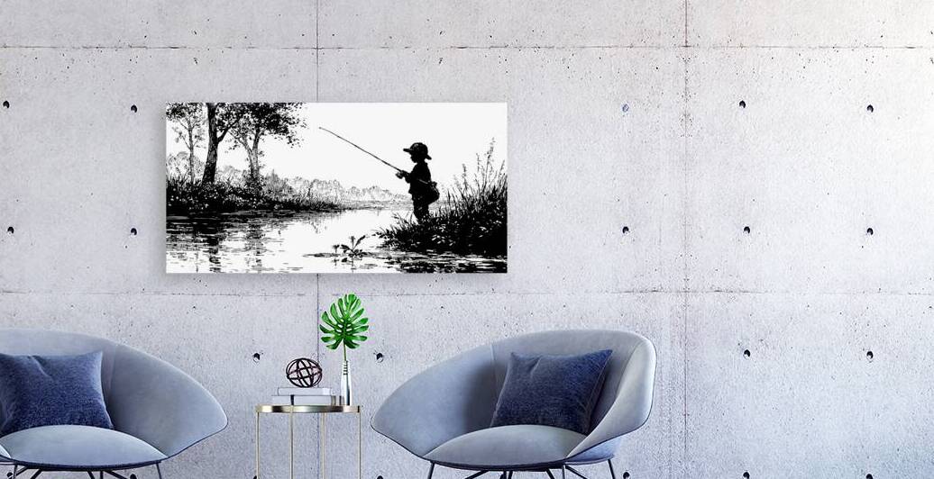 Boy Fishing – Vintage Fishing Print by Savage Art Prints