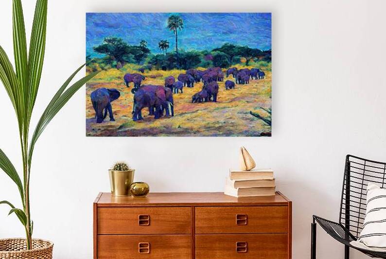 Elephants At Lake Manyara Tanzania by W J Brown