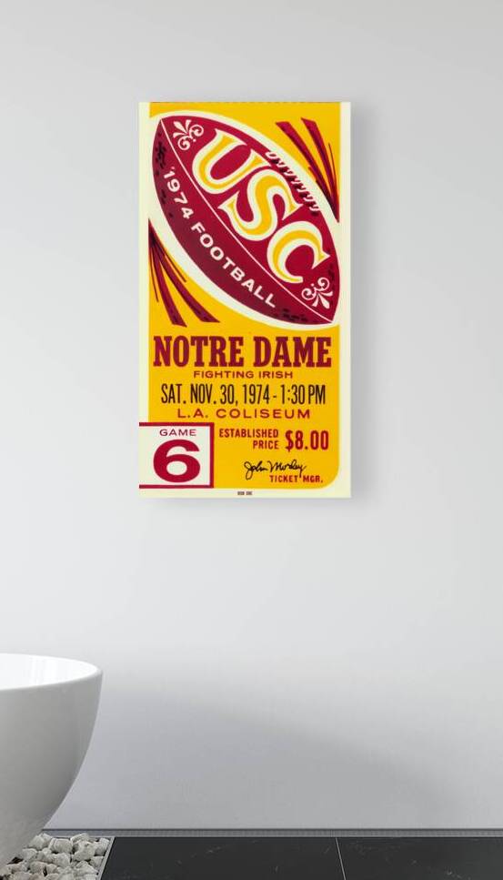 1974 Notre Dame at USC Ticket Art by Row One Brand