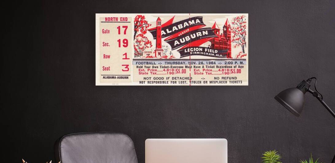 1964 Alabama Crimson Tide vs. Auburn Tigers by Row One Brand