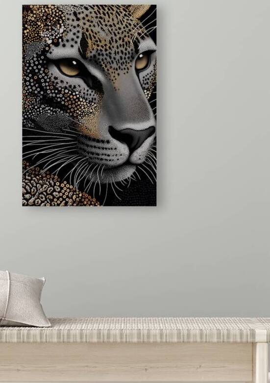 Luxury Golden Leopard Art Print Modern Animal Wall Decor by ArtByLumy