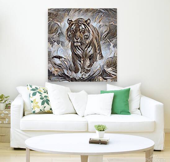 Majestic Tiger in Wild Ocean Waves Stunning Animal Art Print Nature Wall Art for Home by ArtByLumy