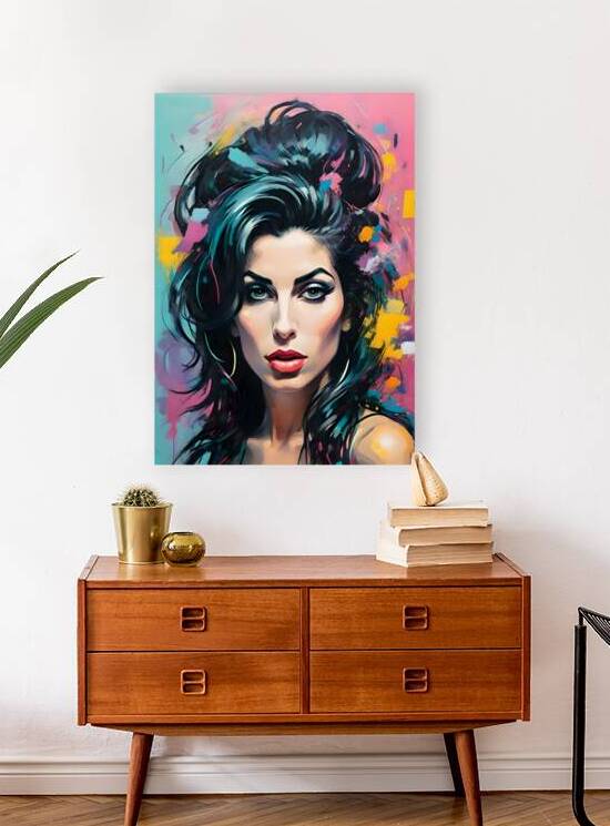 Amy Winehouse Portrait Pop Art Style Music Icon Artwork Vibrant Colorful Wall Art Print by ArtByLumy