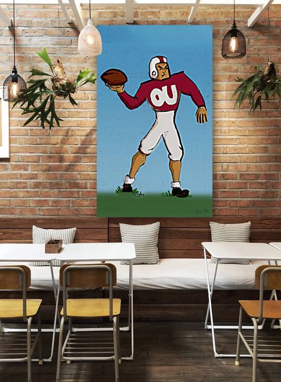 Mid 1900s OU Sooners Quarterback Art Remix by Row One Brand