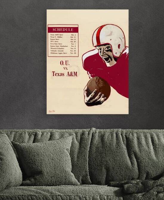 1947 OU Sooners Football Player Art Remix by Row One Brand