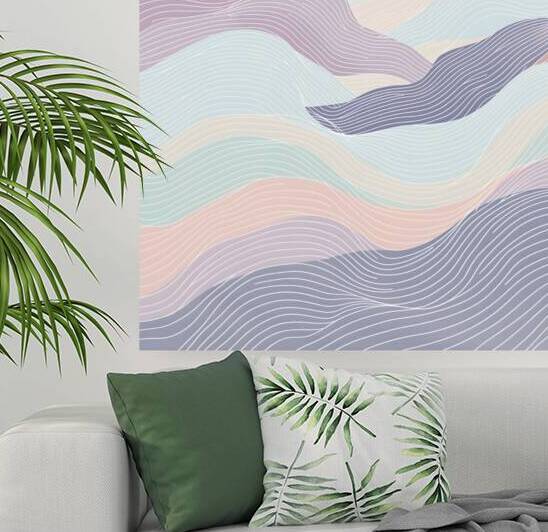 Minimalist Waves Soft Pastel Zen Flow by HASAG