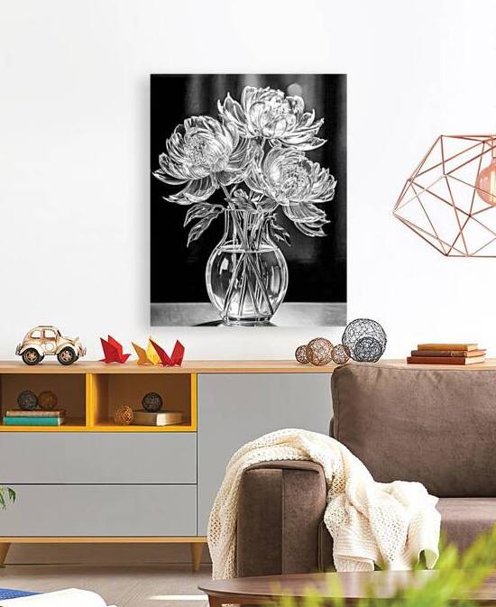 Glass Peonies in a Glass Vase by Thea Menagh