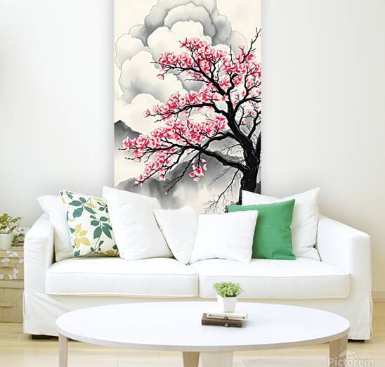 Cherry Blossom Tree and Soft Clouds by Esmonbijouart