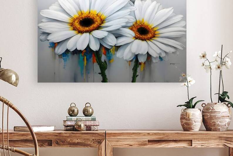 Dripping Daisies – Melting Floral Art Print by Savage Art Prints