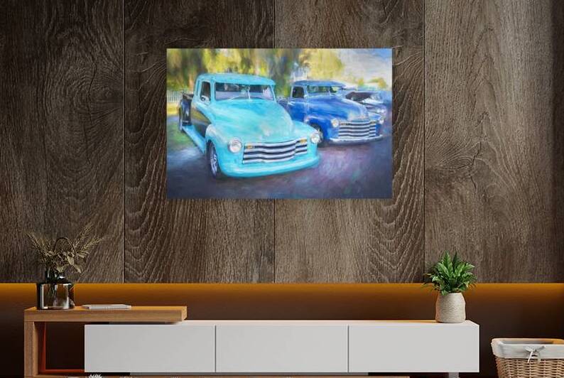 1950 Blue Chevrolet 5 Window Pick Up Truck 3100 Series X160 3 by Rich Franco