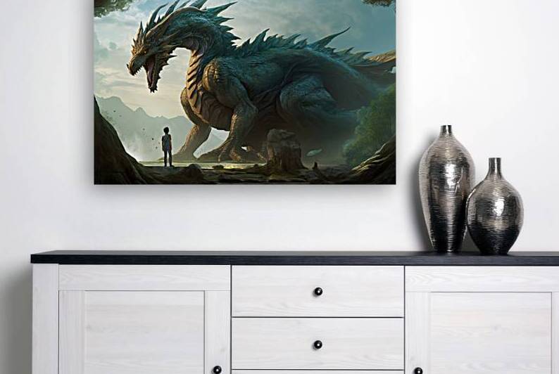 Man and huge dragon by Towseef Dar