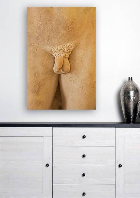 Detail of Male Genitals on Ancient Marble Statue by Paolo Modena