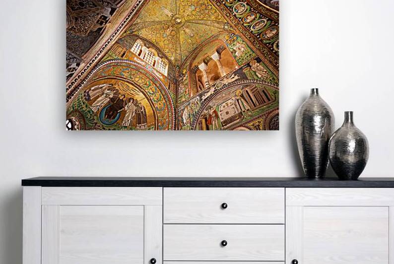 Italy San Vitale Basilica interior decor with mosaic by Paolo Modena