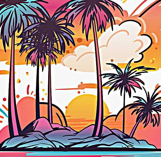 Island landscape with palm trees by Towseef Dar