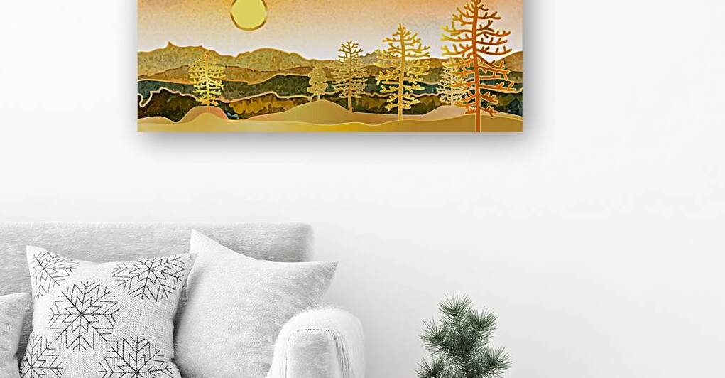 Watercolor painting with gold line by Towseef Dar